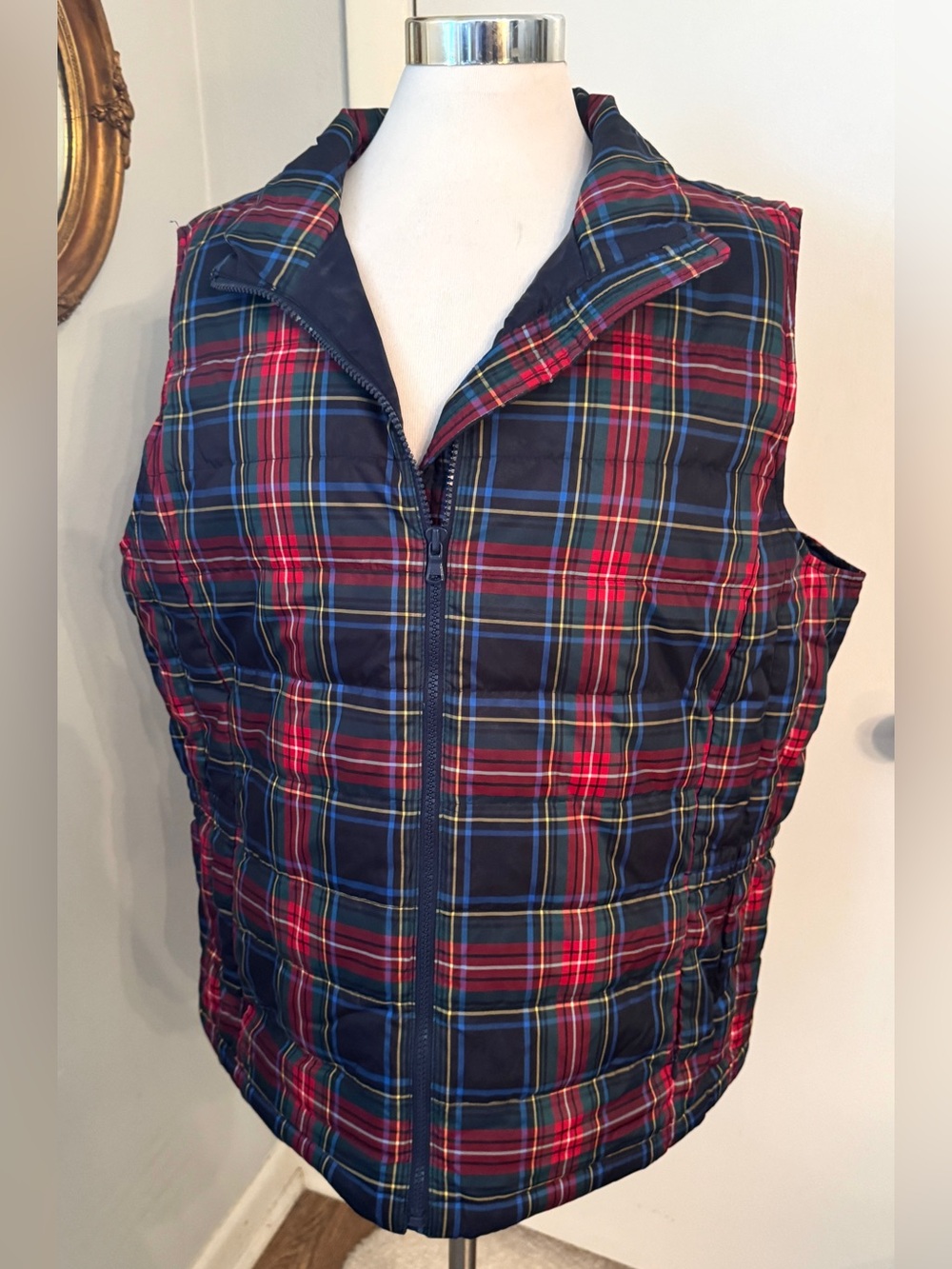 Talbots Tartan Plaid Vest women’s Sz XL Quilted Down - Picture 9 of 11